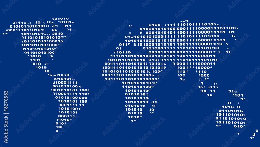 Map of the world from a binary code