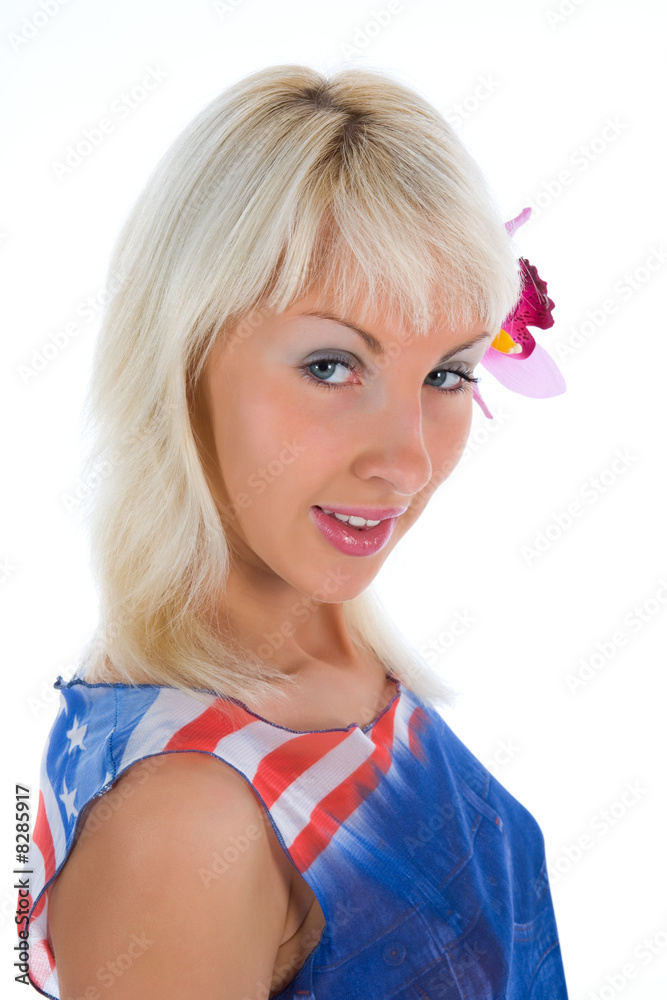 Girl in dress from the American flag Girl in dress from the American flag