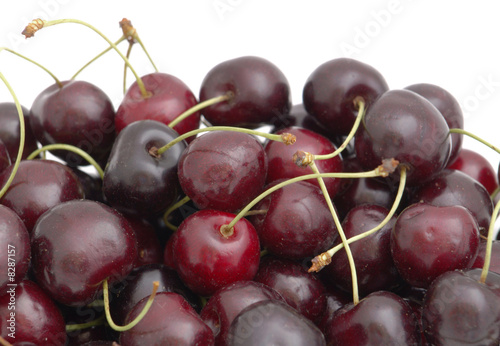 the heap of sweet cherries