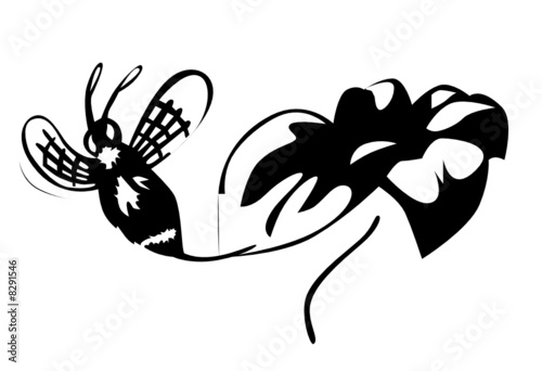 Flying Bee with flower.