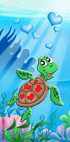 Sea turtle with hearts