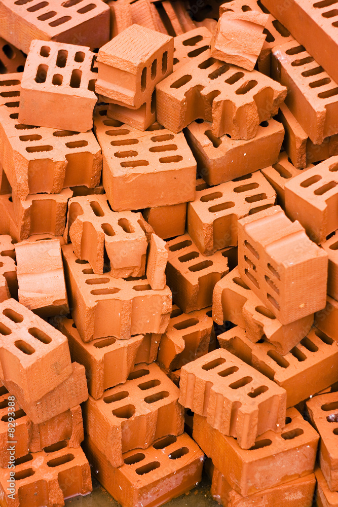 Fototapeta premium heap of red bricks