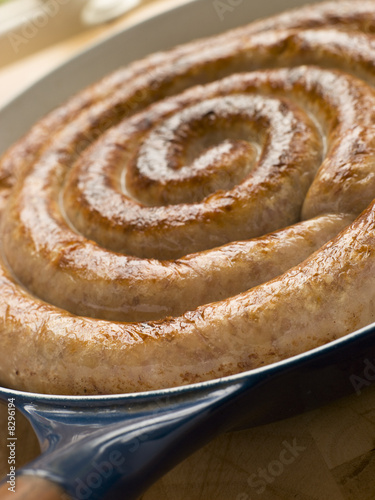 Cumberland Sausage Coil in a Frying Pan