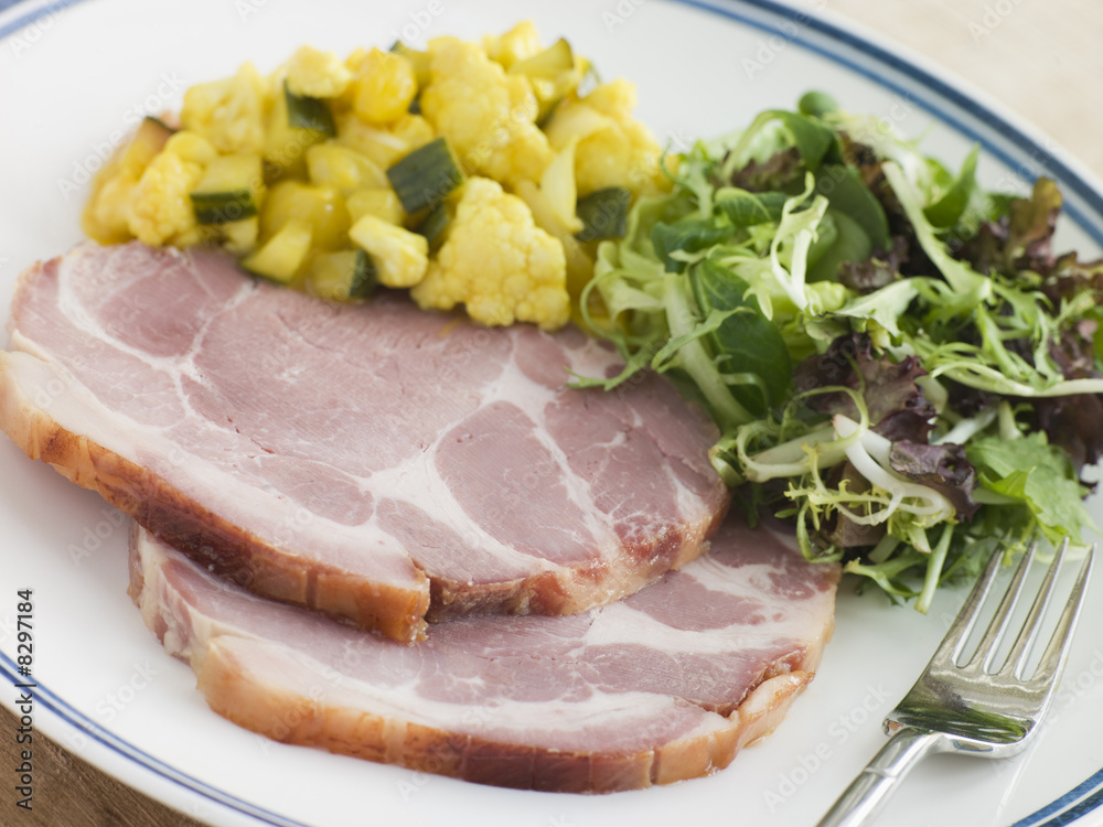 Boiled Collar of Bacon with Piccalilli and Salad Boiled Collar of Bacon with Piccalilli and Salad