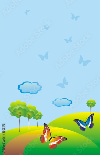 landscape with butterflies