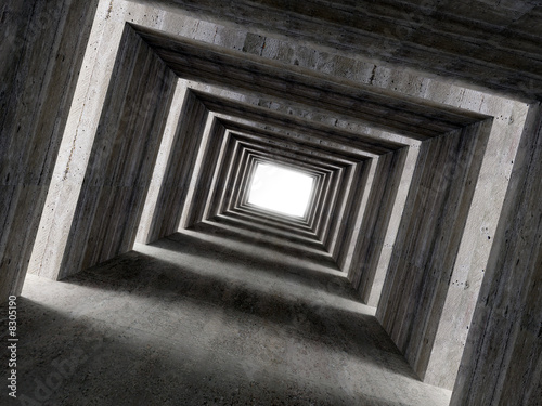 fine image 3d of concrete tunnel and lateral light