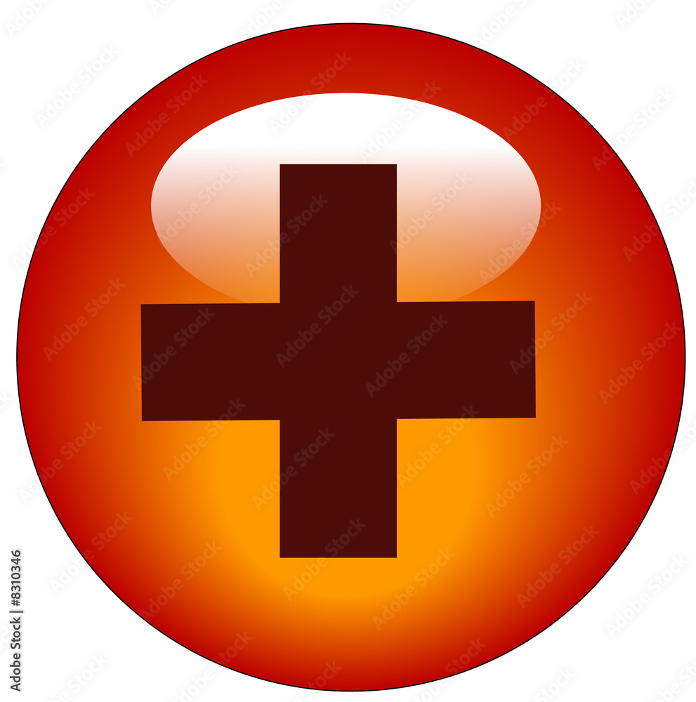 Fototapeta premium red first aid symbol web icon or button