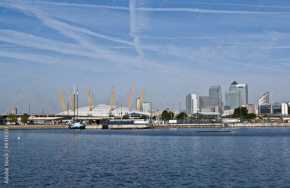 Canary Wharf, view from Royal Victoria dock, Docklands