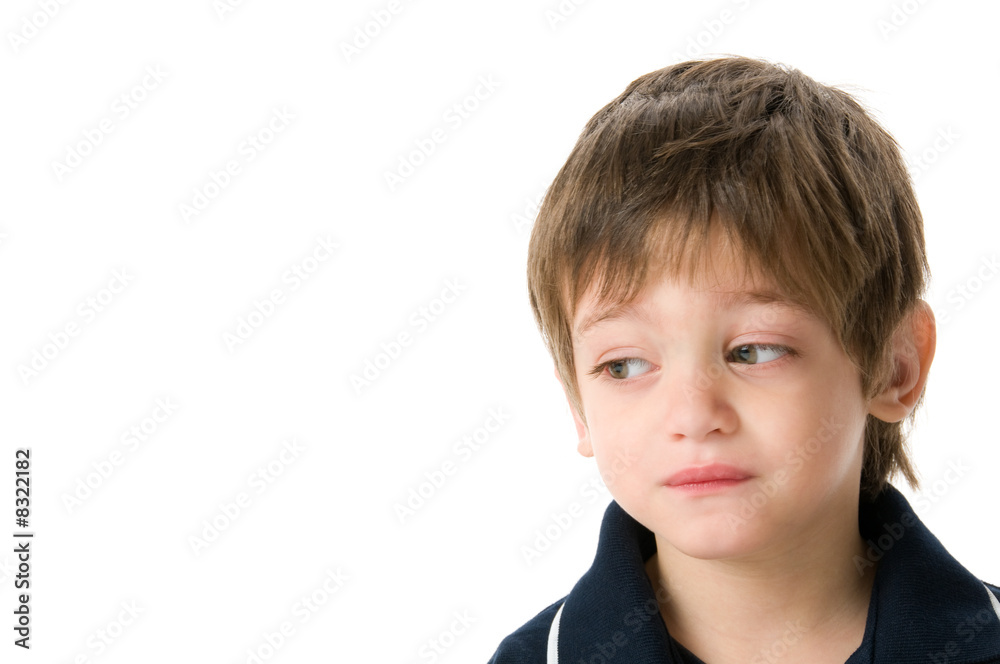 Adorable boy upset isolated on white background Adorable boy upset isolated on white background