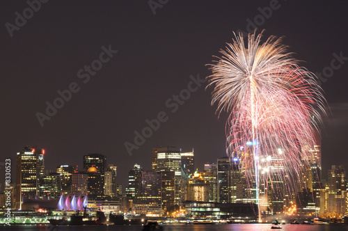 Downtown Vancouver with Canada Day Celebration fireworks © Lijuan Guo