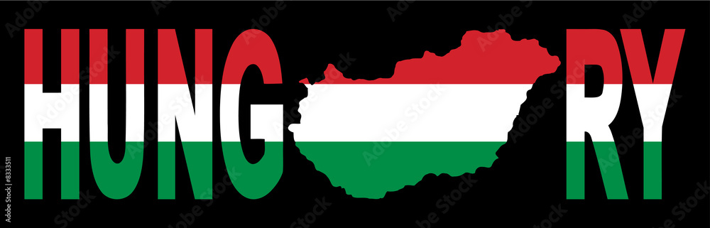 Fototapeta premium Hungary text with map