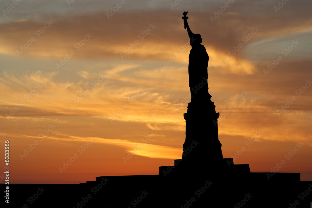 Statue of Liberty at sunset illustration Statue of Liberty at sunset illustration