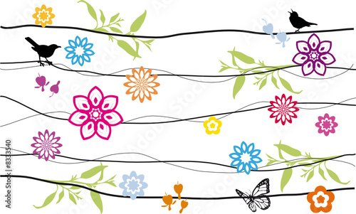 floral background design with birds #8333540