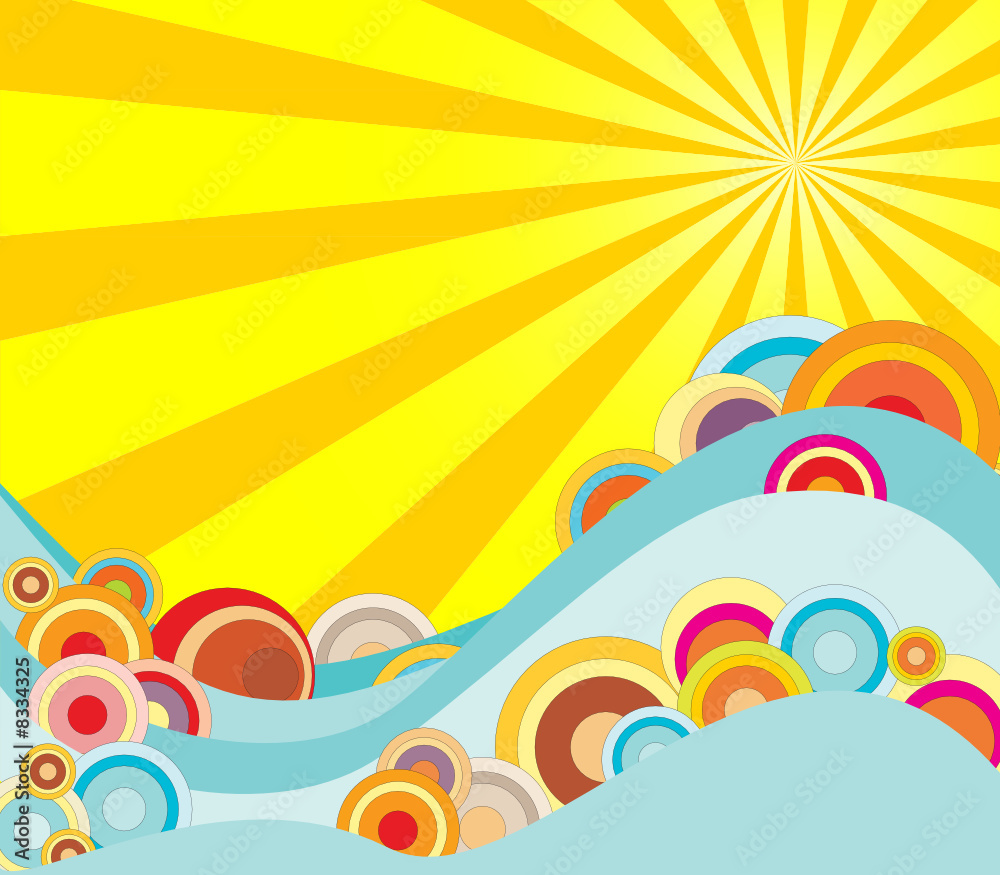 Hot sun and high-spirited circles in water Hot sun and high-spirited circles in water