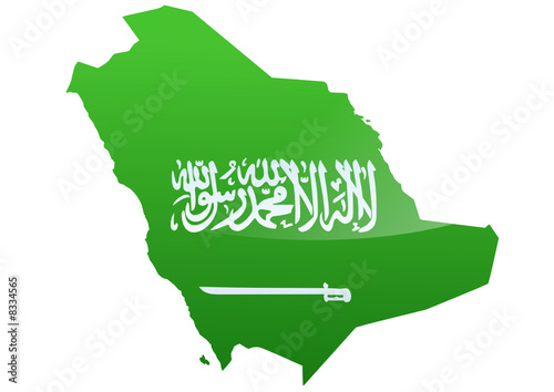 Carte de l'Arabie Saoudite (drapeau reflet métal)