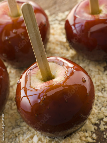 Toffee Apples on Crushed Toasted Almonds photo