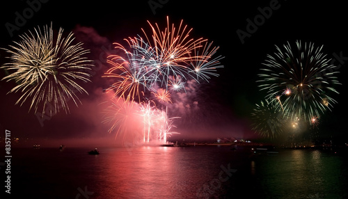 Fireworks with reflections