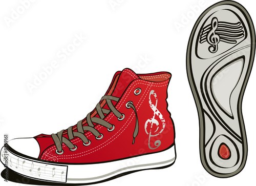 Music shoe with sole sheet isolated on white