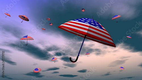 American Umbrellas In The Sky