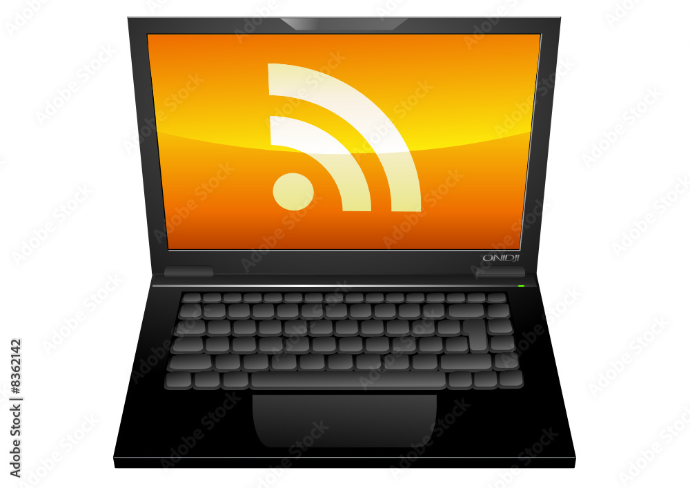 Flux RSS sur son ordinateur portable (détouré) Flux RSS sur son ordinateur portable (détouré)