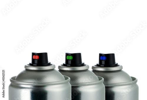 detail of three aerosol cans RGB