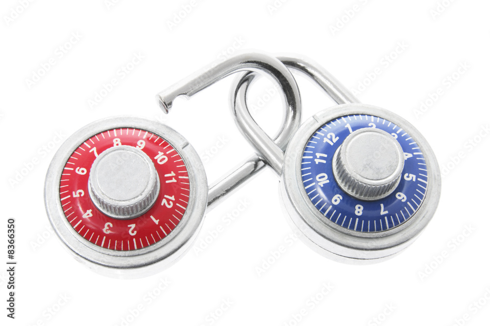 Combination Locks on White Background Combination Locks on White Background