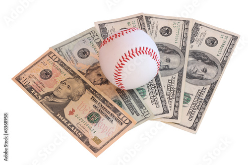 baseball ball on money