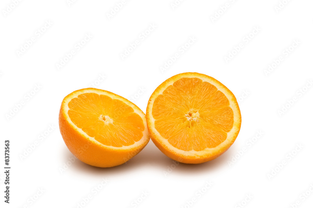 Two half-cut oranges isolated on white background Two half-cut oranges isolated on white background