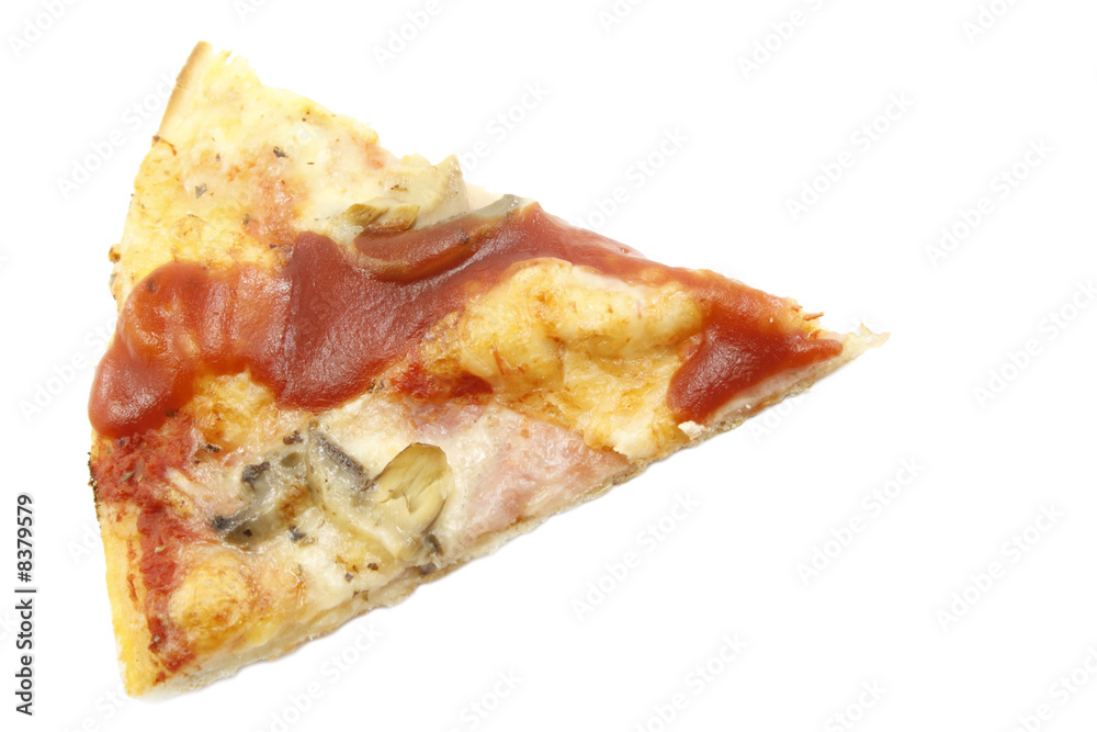 Slice of pizza isolated on white background Slice of pizza isolated on white background