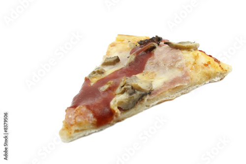 Slice of pizza isolated on white background 