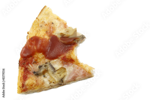 Slice of pizza isolated on white background