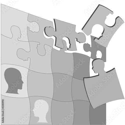 Puzzling People Faces Human Mental Jigsaws Puzzle