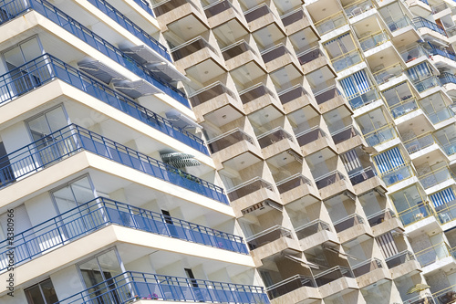 A view of hotel balconies in sable de o'lone