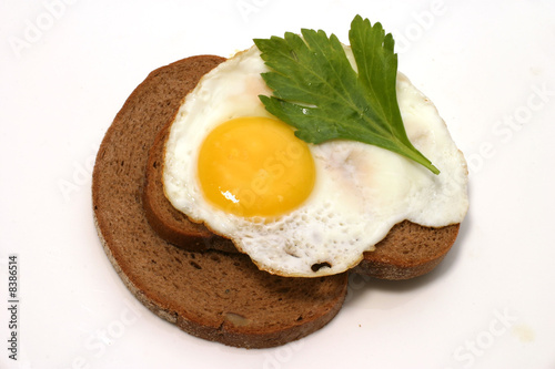 fried egg on bread with celery