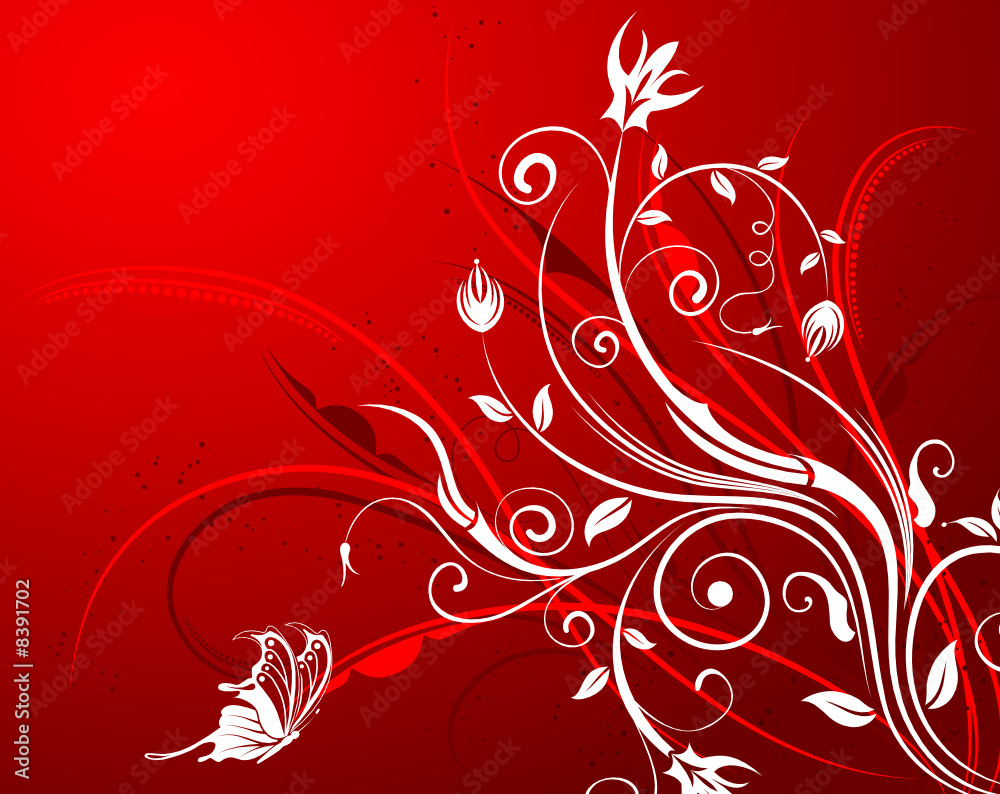 Flower background with butterfly, element for design, vector Flower background with butterfly, element for design, vector