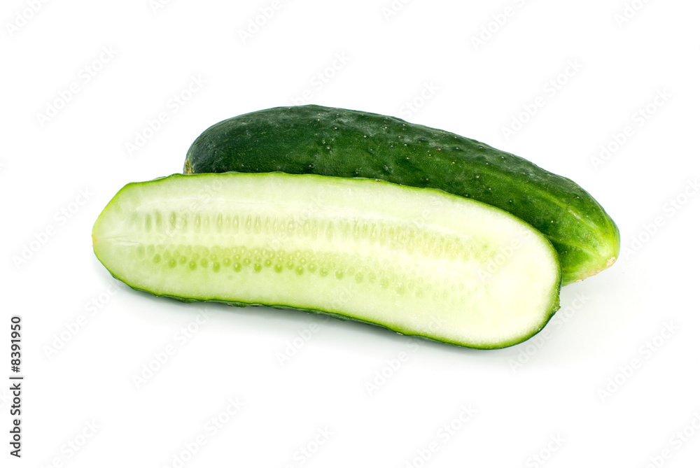 Whole cucumber and half