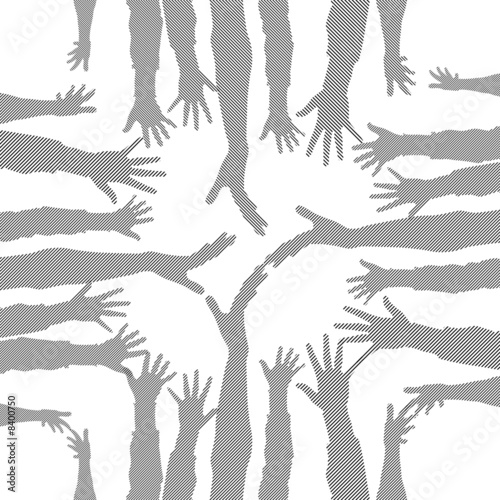 party hand silhouettes made from lines