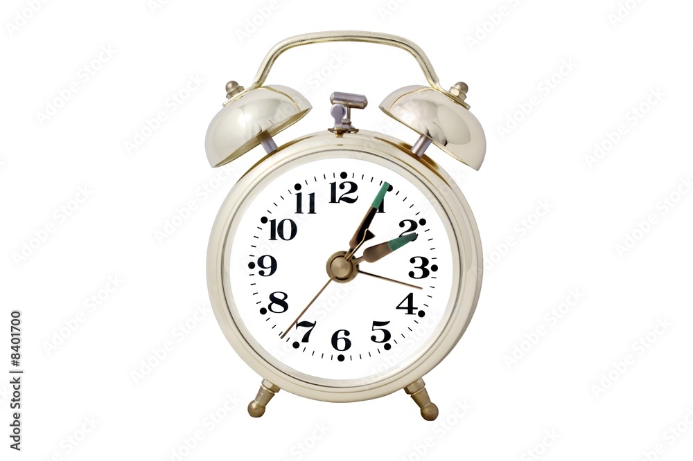 Gold alarm clock isolated on white background Gold alarm clock isolated on white background