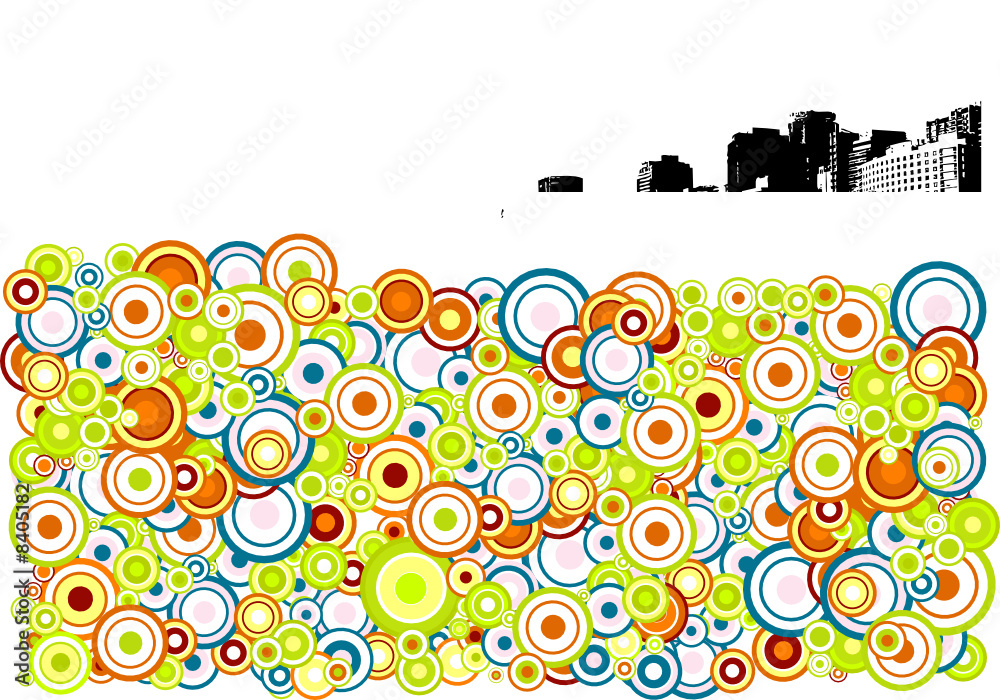 Obraz premium Black city with circles. Vector