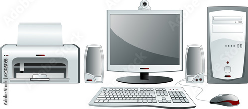 Desktop computer configuration. Vector illustration