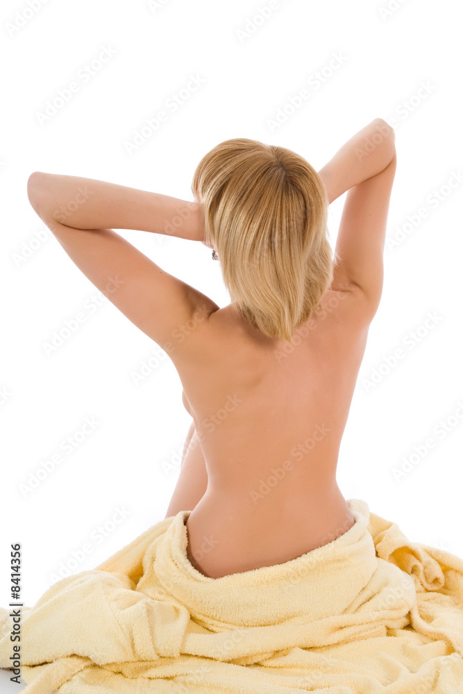 Naklejka premium Beautiful girl with bathrobe