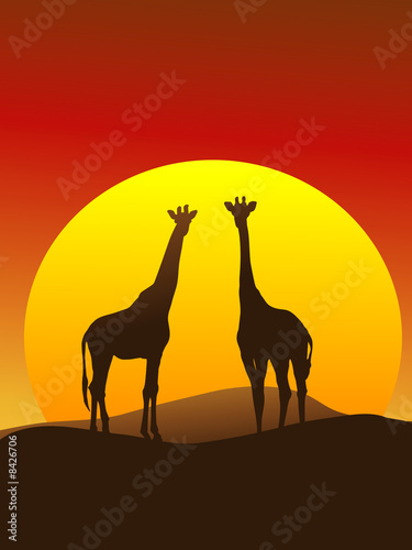 Giraffe Silhouette Vertical Composition