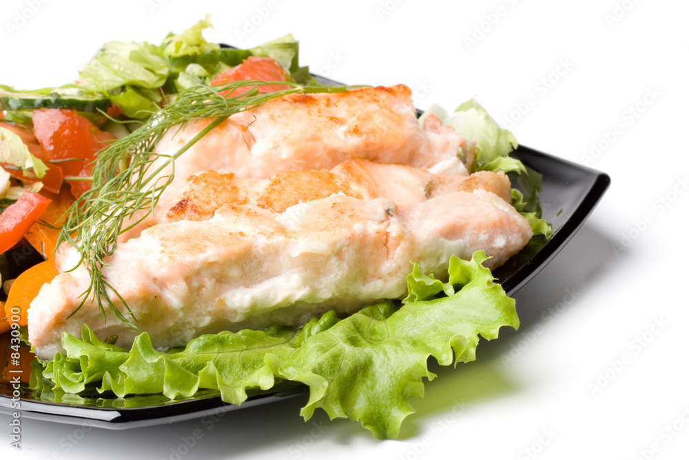 Stake from a salmon with vegetables Stake from a salmon with vegetables