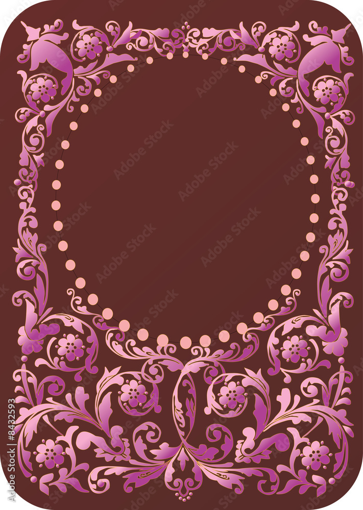 pink floral frame on brown pink floral frame on brown