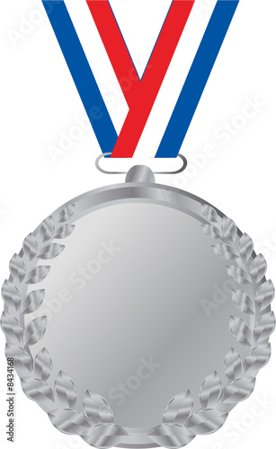 silver medal with tricolor ribbon