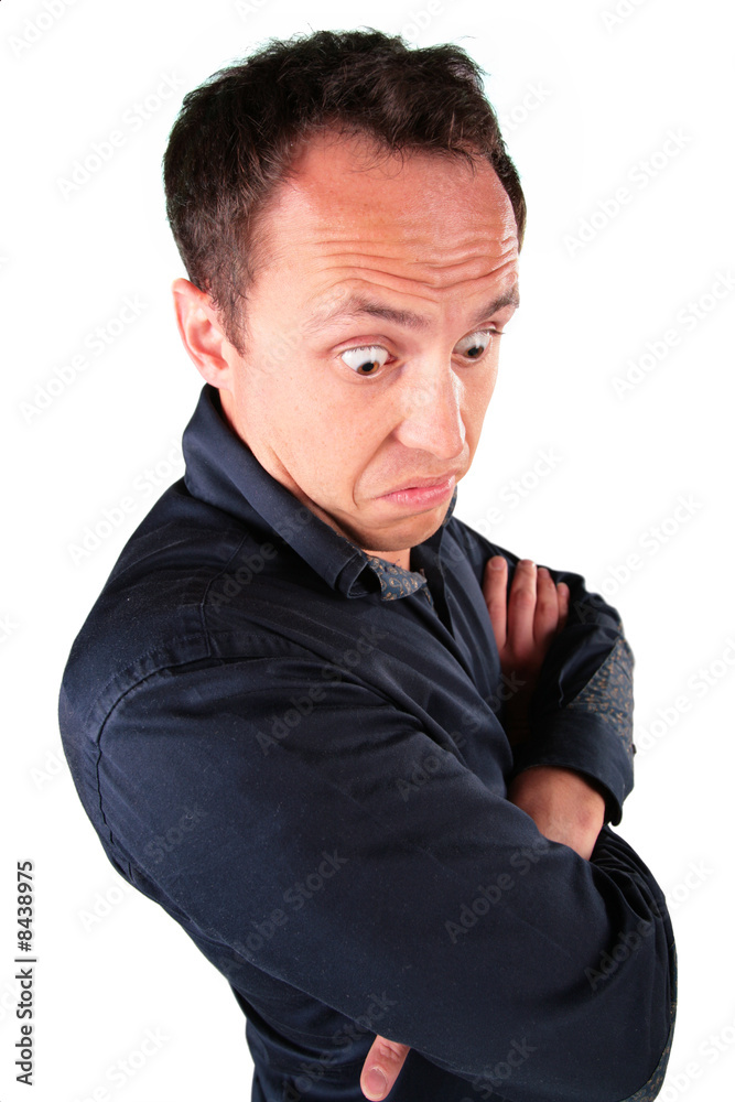 astonished man with swollen eyes . astonished man with swollen eyes .