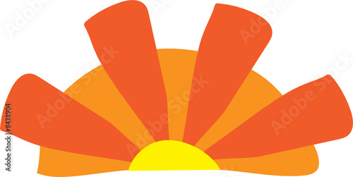 Rising cartoon vector sun