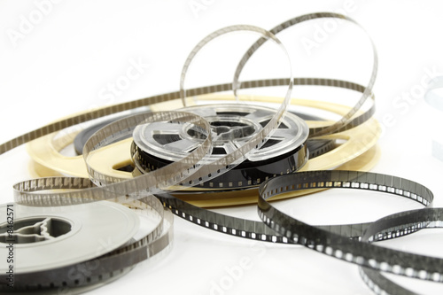 Film reels isolated on white background