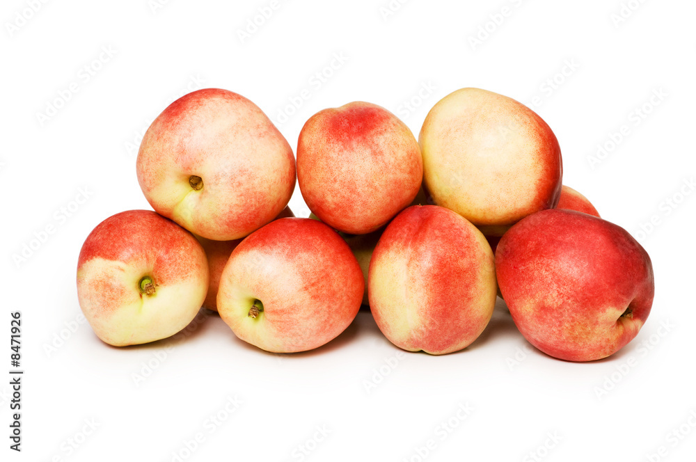 Many nectarines isolated on the white background Many nectarines isolated on the white background