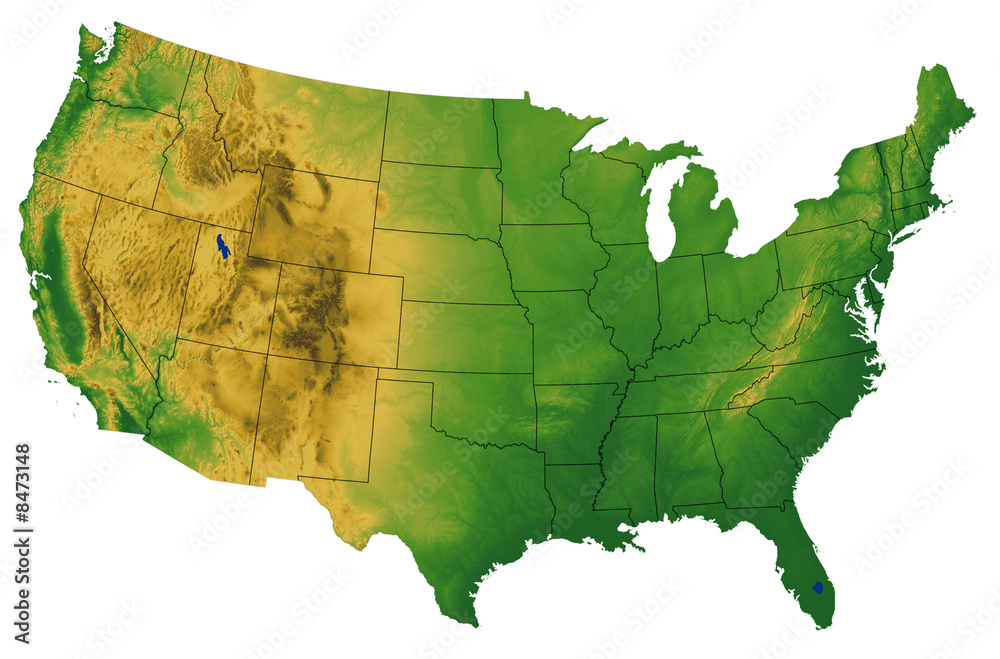 Fototapeta premium Mapa USA z terenem